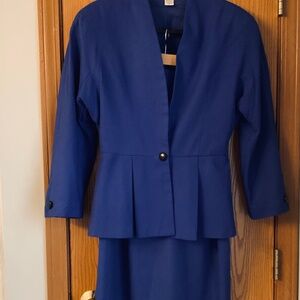 VINTAGE ARGENTI SUITS SIZE 8 WOMENS PROFESSIONAL BLUE SKIRT AND BLAZER SET
